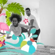 Father and kids playing in social media campaign ad