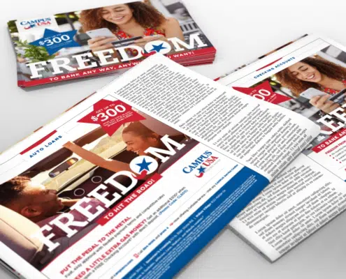 Campus USA Freedom Marketing Campaign Ad in newspaper