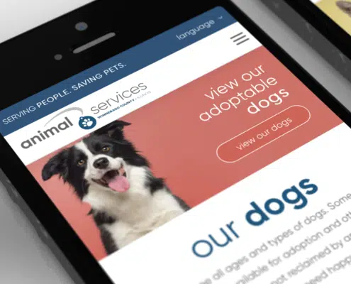 Closeup of animal services website on smart phone