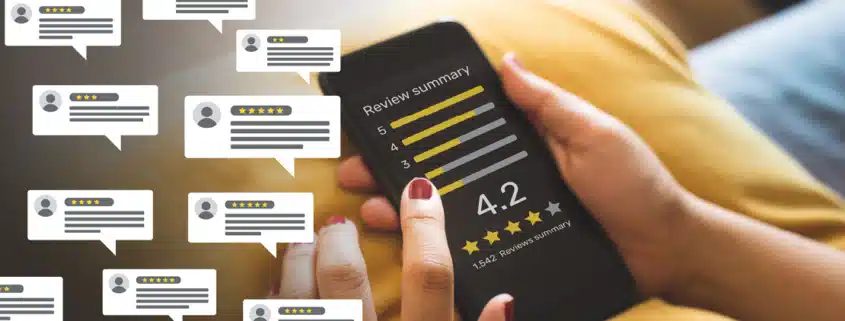 Online reviews showing near a phone