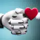robotic hand holding red heart