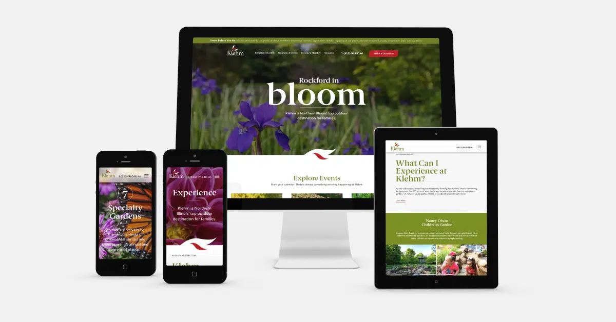 Klehm website shown on smart devices