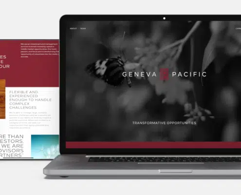 Geneva Pacific website landing page on laptop