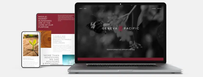 Geneva Pacific website landing page on laptop