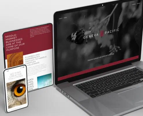 Geneva Pacific website shown on multiple devices