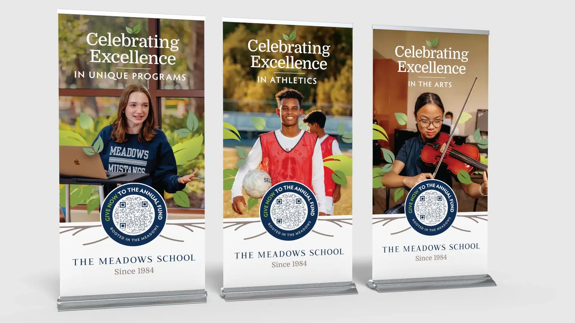 The Meadows School Fundraising Campaign Pop-up banners featuring activities