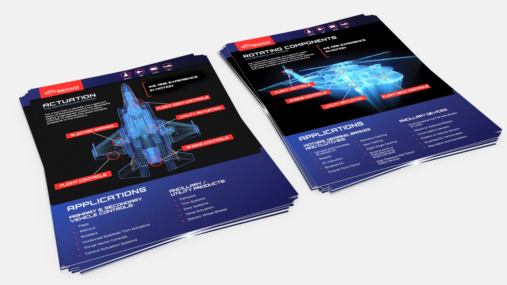 2 Stacks of brochures from Ingenium Aerospace